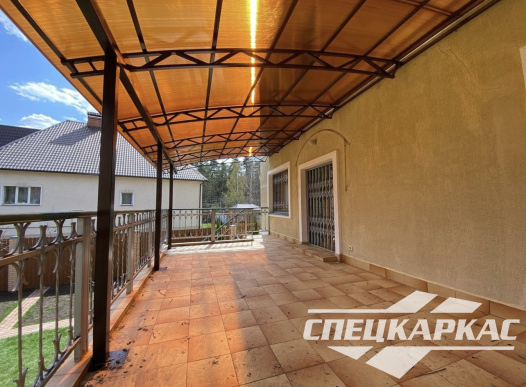 Навес из поликарбоната к дому | Навес над балконом | Навес терасса №14 - фото 1107