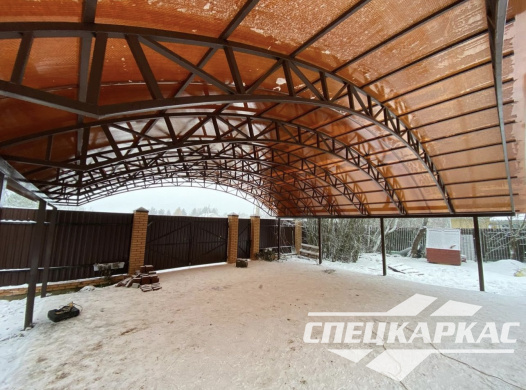 Большой, усиленный навес для автомобилей из поликарбоната №60 - фото 1558