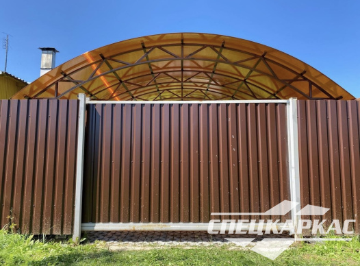 Металлический навес из поликарбоната для машины №16 - фото 1126