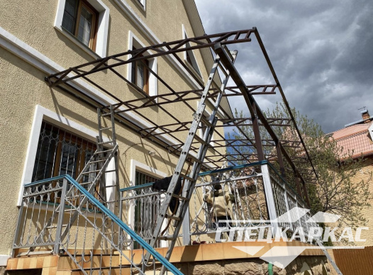 Навес из поликарбоната к дому | Навес над балконом | Навес терасса №14 - фото 1102